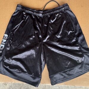 AND1 Shiny Black Athletic Shorts